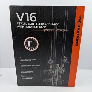 KastKing V16 Revolution Floor Rod Rack Rotating Base Holds 16 Combos Black